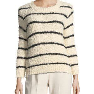 Vince Fuzzy Striped Knit Crewneck Sweater